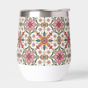 Motif Floral Boho en Rouge, Rose et Turquoise