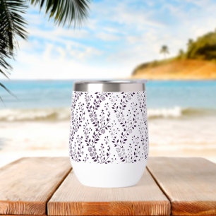 Motif floral boho moderne prune blanc