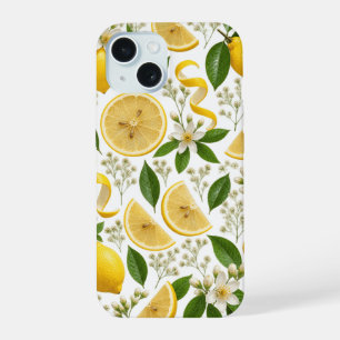 Motif floral botanique et citron pressé réaliste