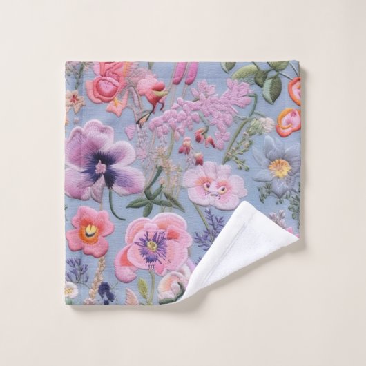 Motif floral brodé (Gant de toilette)