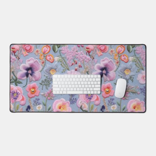 Motif floral brodé (Clavier et souris)