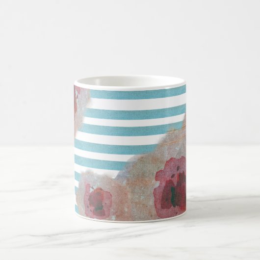 Motif floral chic de Boho rayé | Café Mug (Centre)