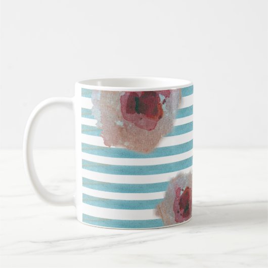 Motif floral chic de Boho rayé | Café Mug (Gauche)