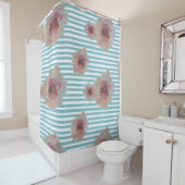 Motif floral chic de Boho rayé | Rideau de douche (En situation)