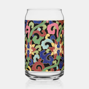 Motif floral Chinoiserie coloré sur fond noir