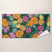 motif floral clair sur un arrière - plan vert. Vin (Serviette de bain)