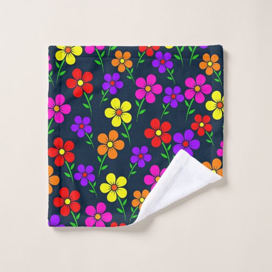 Motif floral coloré (Gant de toilette)
