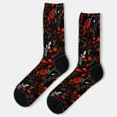 Motif floral complexe avec chaussette dorée et bla (Gauche)