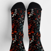 Motif floral complexe avec chaussette dorée et bla (Haut)