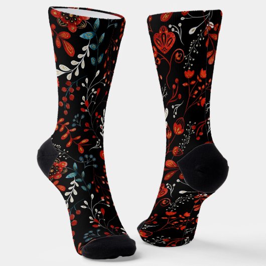 Motif floral complexe avec chaussette dorée et bla (Angulaire)