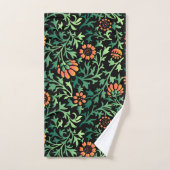 Motif floral complexe avec feuilles vertes (Serviette à main)