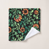Motif floral complexe avec feuilles vertes (Gant de toilette)