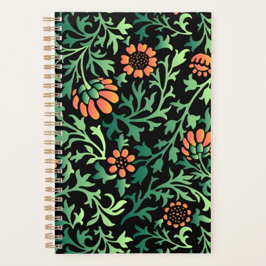 Motif floral complexe avec feuilles vertes (Devant)