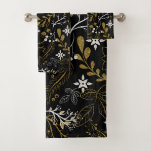 Motif floral complexe avec or et blanc