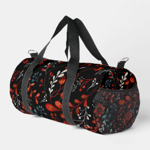 Motif floral complexe avec sac à main doré et blan