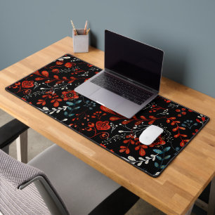 Motif floral complexe avec un bureau en or et blan
