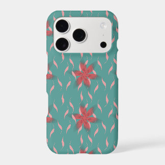 Motif floral corail tropical sur sarcelle