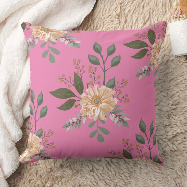 Motif floral - Coussin de jet (Couverture)