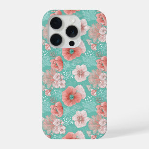 Motif floral de corail dessiné à la main et de men