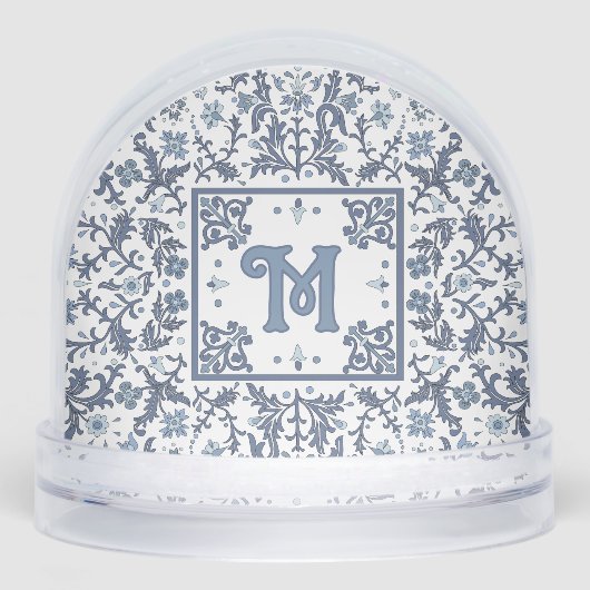 Motif floral de fantaisie bleu Monogramme (Avant)