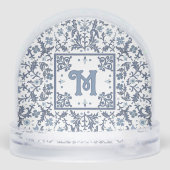 Motif floral de fantaisie bleu Monogramme (Arrière)