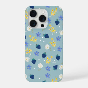 Motif floral de fleurs sauvages et de mûres