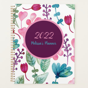 Motif floral de l'aquarelle de script Personnalise