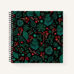 Motif floral de Noël aquarelle CARNET