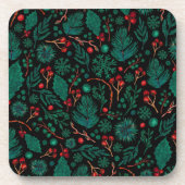 Motif floral de Noël aquarelle | DESSOUS DE VERRE (Devant)