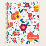 Motif floral de pavot moderne Corail Nom du script<br><div class="desc">Whimsical, moderne et amusant ! Ce planificateur personnalisé avec un superbe imprimé floral avec des fleurs et des feuilles en rose, corail, orange, bleu et vert cris ressort joie. Merveilleux pour les mères, les jardiniers, les mariées, les ados et plus. Une partie d'une collection de Parcel Studios.</div>