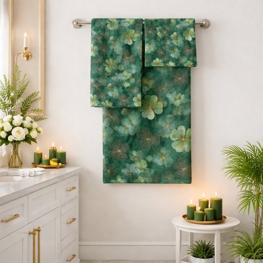 Motif floral de trèfle vert émeraude