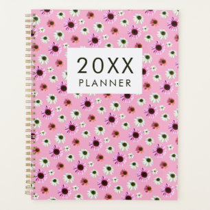 Motif floral d'échinacée rose blanc botanique 