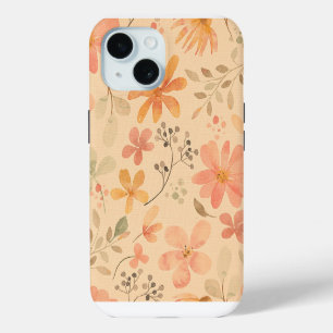Motif floral doré rose pêche