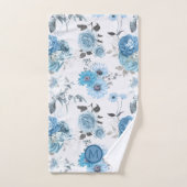 Motif floral du monogramme de bordure bleue (Serviette à main)