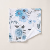 Motif floral du monogramme de bordure bleue (Gant de toilette)