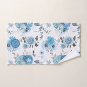 Motif floral du monogramme de bordure bleue (Serviette à main)