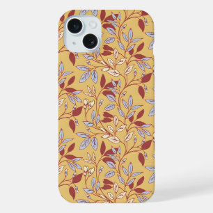 Motif floral élégant avec feuilles rouges et bleue