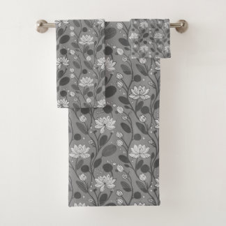 Motif floral élégant sur gris argent