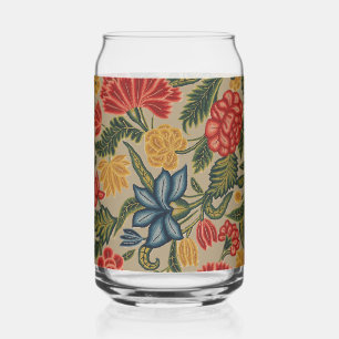 Motif floral en broderie laine vintage rouge et or