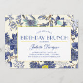 Motif floral en Invitation jaune et bleu (Devant / Derrière)