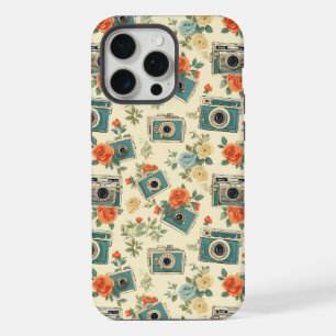 Motif floral et appareil photo vintage