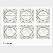 Motif Floral Feminine Gris Beige Étiquette de savo (Feuille)