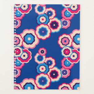 Motif floral fleuri rétro coloré