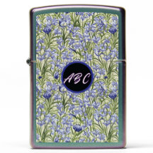 Motif floral Fleurs bleues Monogramme
