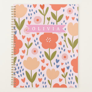 Motif floral folklorique mignon nordique rose pers