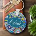 Motif floral funky avec nom personnalisé<br><div class="desc">Design moderne et élégant pour toute femme ou professionnel. Un design mignon et tendance pour les femmes. Si vous avez besoin de déplacer les choses,  cliquez sur la personnaliser de ce bouton pour apporter des changements.</div>
