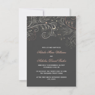 Motif floral gris avec tulipe - Faire-part de mari
