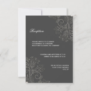 Motif floral gris/blanc - Invitation de réception