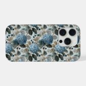 Motif floral gris hydrangea bleu doux (Verso Horizontal)