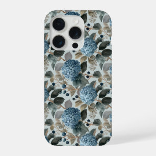 Motif floral gris hydrangea bleu doux